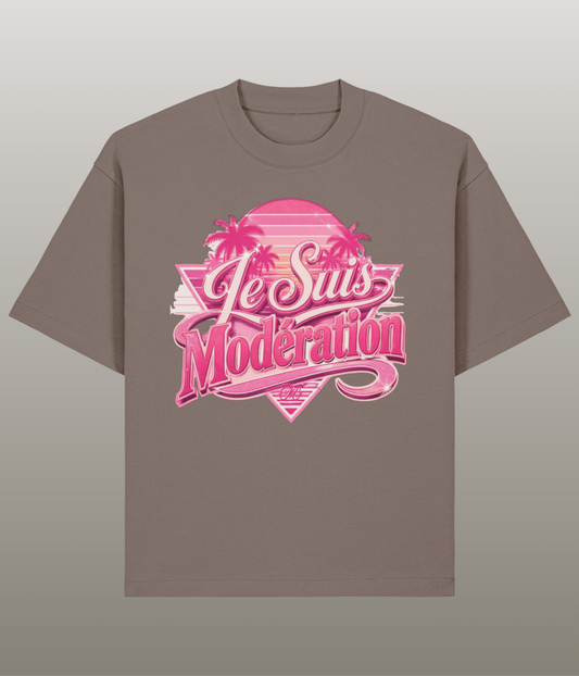 Je suis Modération T-Shirt - Grappig Oversized Shirt in Mocha
