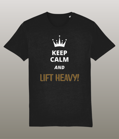 Keep Calm and Lift Heavy - T-Shirt - Medium Pasvorm - Hoge Kwaliteit Biologisch Katoen