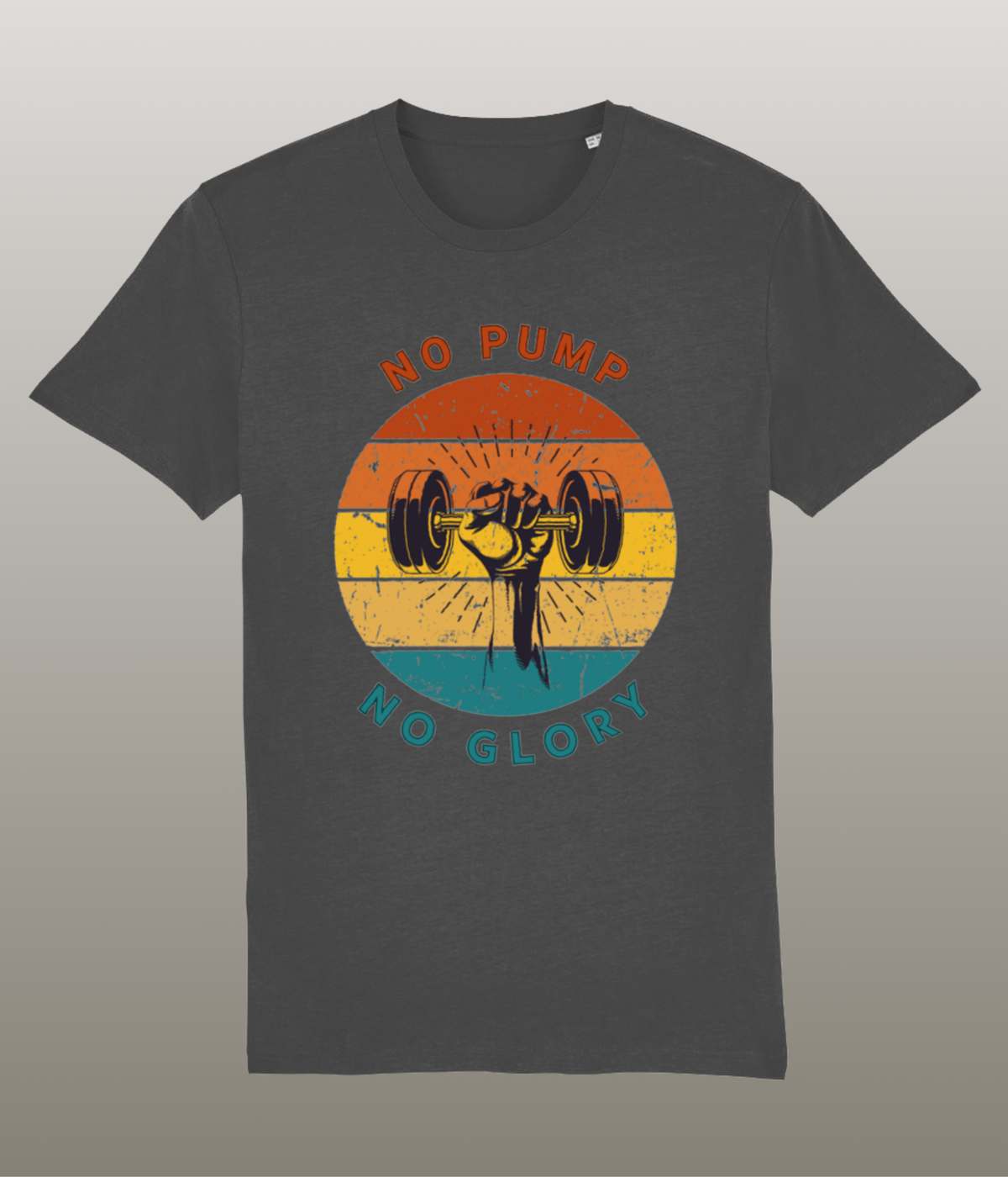 No Pump No Glory - T-Shirt - Medium Pasvorm - 100% Biologisch Katoen