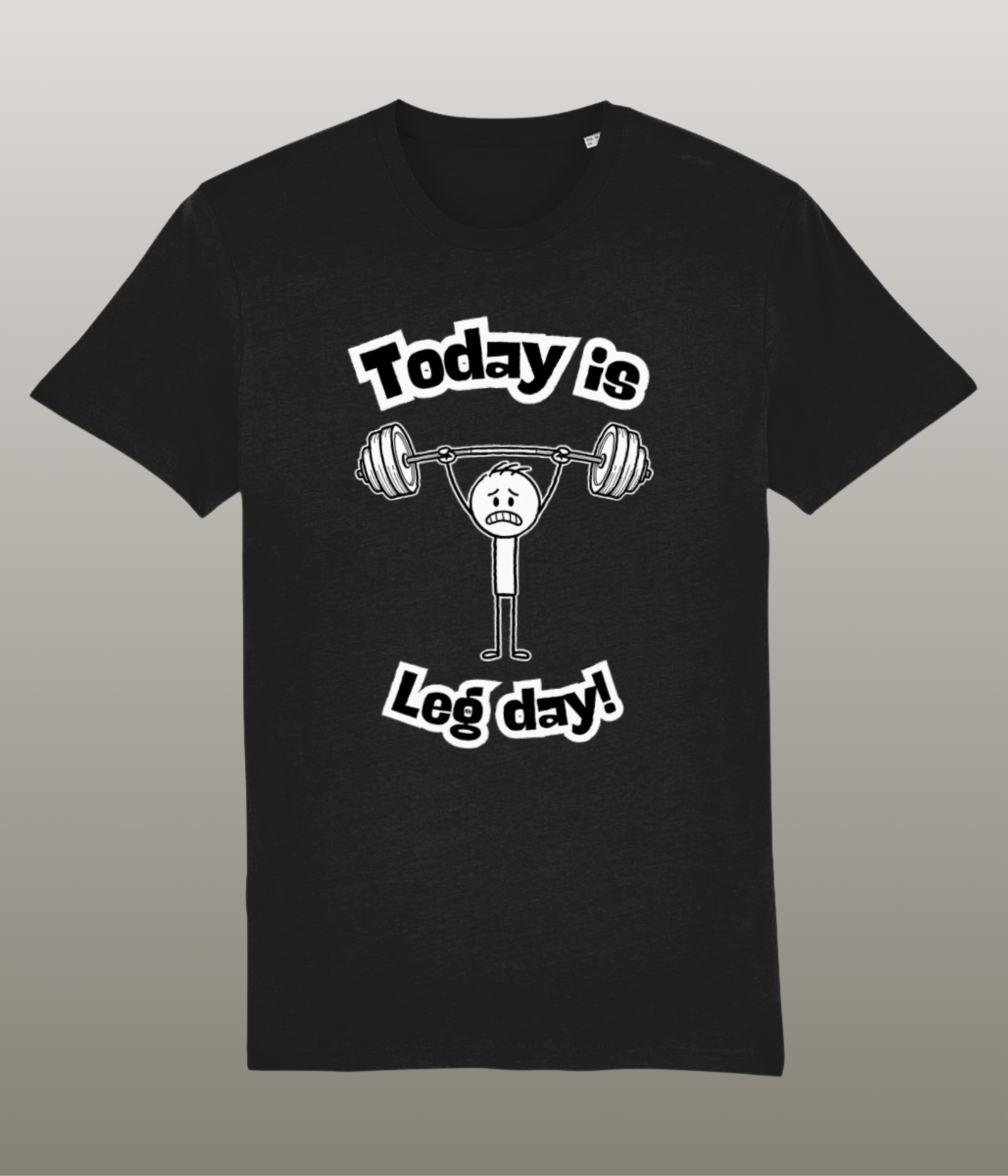 Today is Leg Day – The Pain is Coming - Minimalist Gym T-Shirt - Stokfiguur Design - 100% Biologisch Katoen