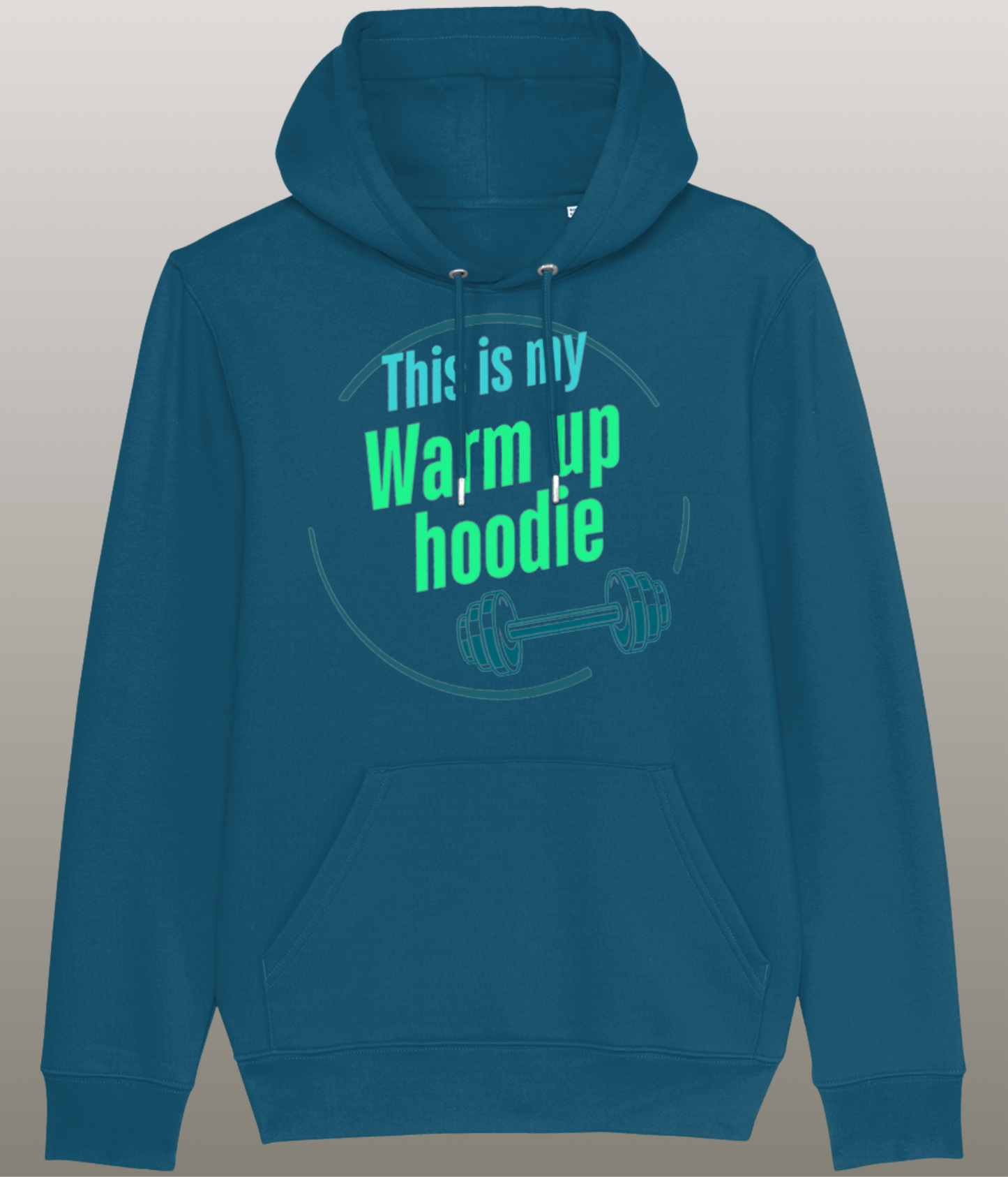 This is my Warm Up Hoody - Grappige Fitness Hoody - 100% biologisch katoen - in meerdere kleuren beschikbaar, groene tekst